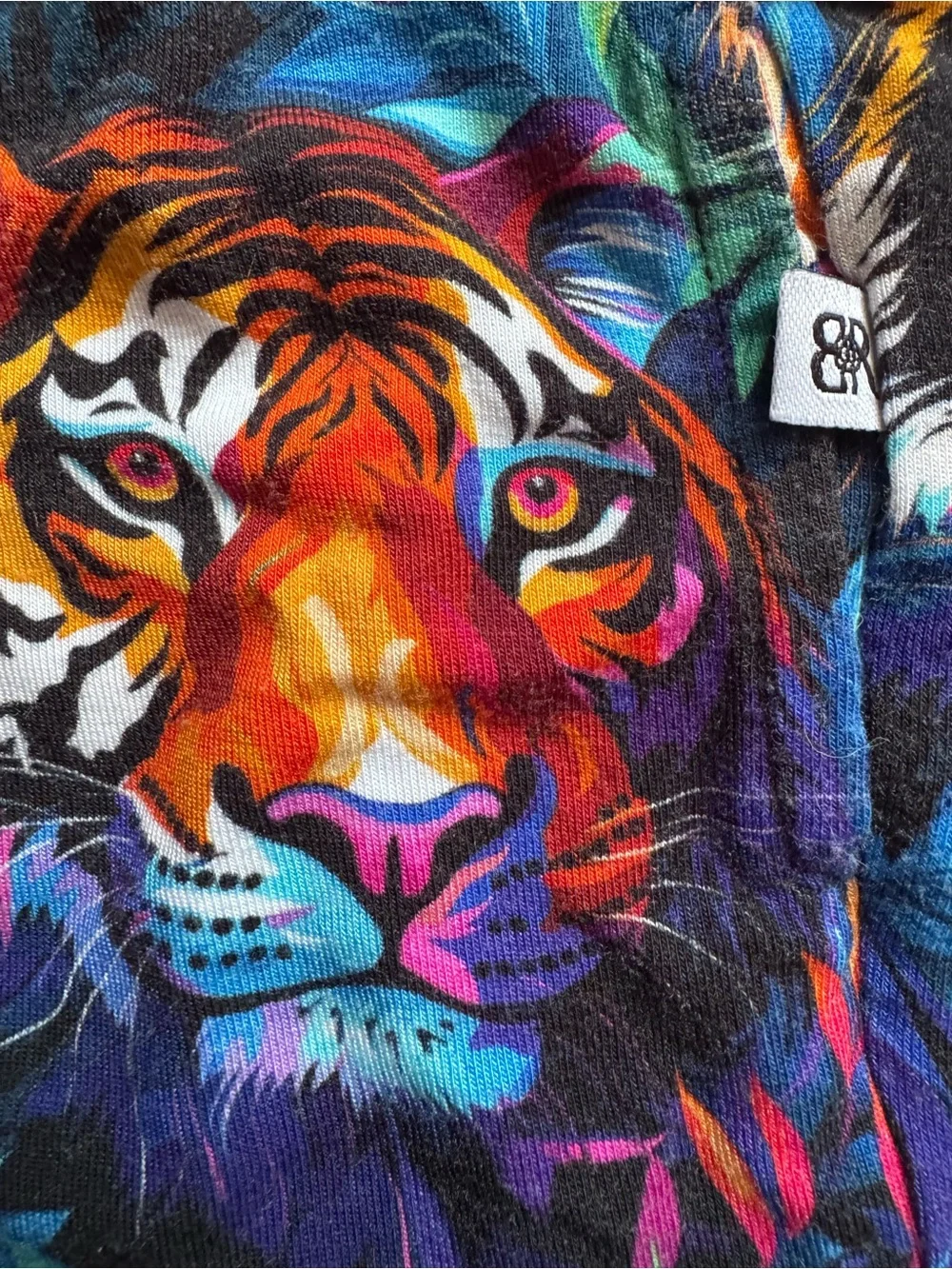 Bums & Roses Girls 3T Bamboo Tiger Print Romper Jungle Smocked Tie Waist EUC